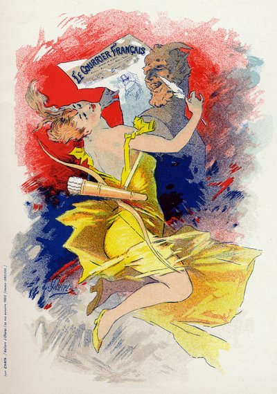 Letteratura. Il giornale Le Courrier Francais. Allegoria di Jules Cheret, Francia, c.1890 da Jules Cheret