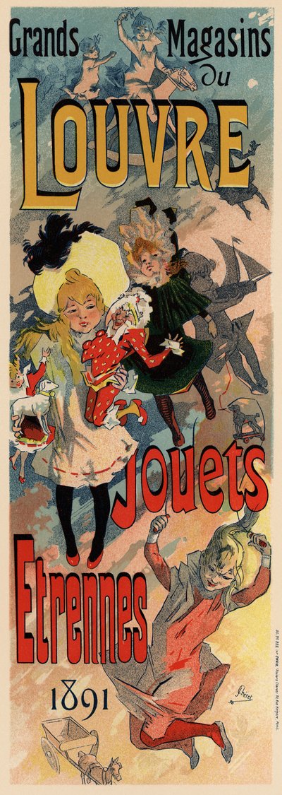 Poster dei Magasins du Louvre, 1890 da Jules Cheret