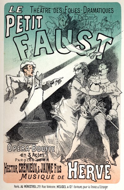 Musica. Il piccolo Faust, operetta di Herve. Poster di Jules Cheret per una rappresentazione a Parigi da Jules Cheret