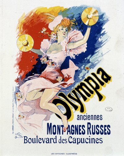 Olympia: vecchie montagne russe, fumetto dei Cappuccini - poster di Jules Cheret da Jules Cheret
