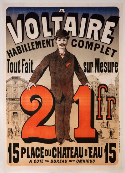 Poster pubblicitario "A Voltaire", c.1877 da Jules Cheret