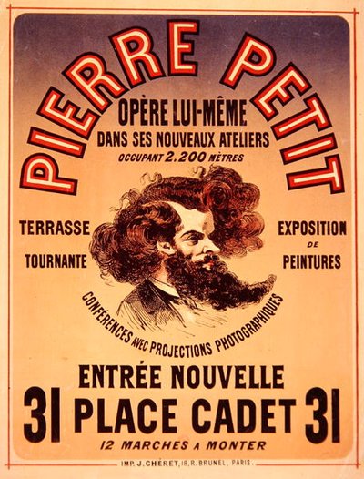 Poster pubblicitario dei nuovi studi di Pierre Petit da Jules Cheret