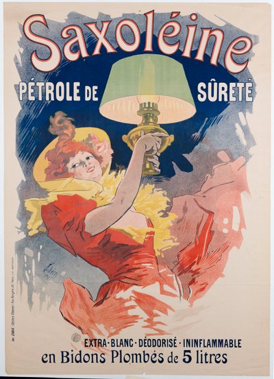 Poster pubblicitario "Saxoleine", olio per lampade di sicurezza da Jules Cheret