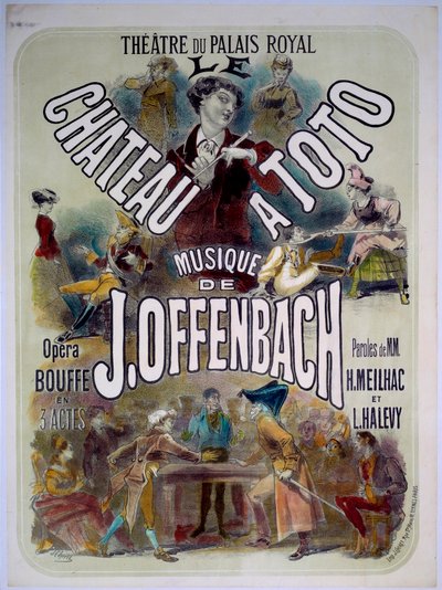 Poster per Le chateau a Toto con musica di Jacques Offenbach (1819-1880) al Theatre du Palais Royal, illustrazione di Jules Cheret (1836-1932) 1868 da Jules Cheret