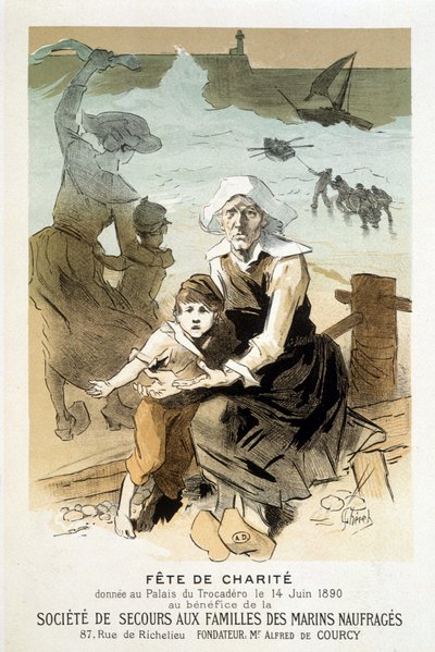 Poster per una celebrazione di beneficenza al Palais du Trocadéro il 14 giugno 1890 a favore della Società di Soccorso alle Famiglie dei Marinai Naufragati - in "I maestri del poster" di Jules Chéret da Jules Cheret
