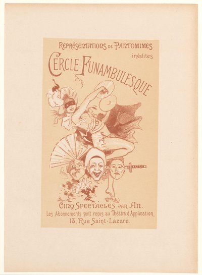Carta pubblicitaria per il Cercle Funambulesque da Jules Cheret