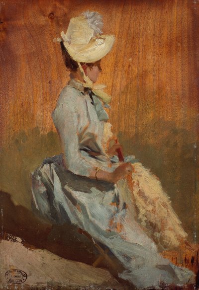 Signora seduta, 1879-84 circa (olio su tavola) da Jules Cheret