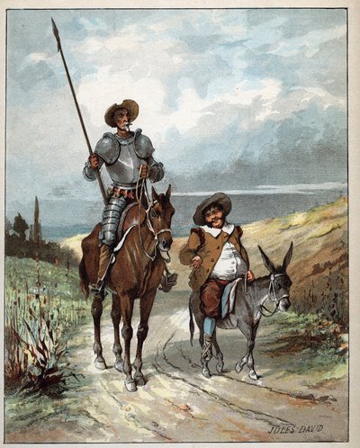 Don Chisciotte e Sancho Panza - Illustrazione di Jules David (1808-1892) da 