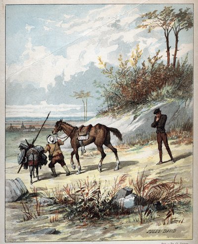 Don Chisciotte e Sancho Panza - Illustrazione di Jules David (1808-1892) da 
