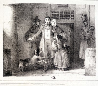 Uomo che lascia la prigione e si riunisce con la sua famiglia, c. 1830 da Jules David