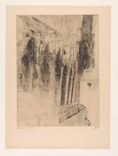 Veduta della facciata laterale della Chiesa di San Nicola a Gand da Jules De Bruycker (signed by artist)