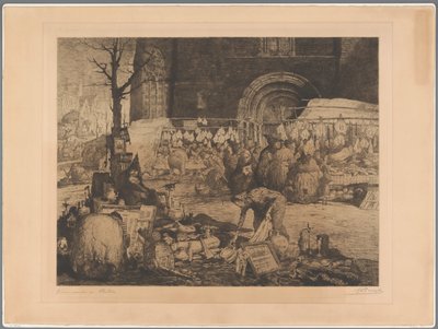 Vista su un mercato nelle Fiandre da Jules De Bruycker (signed by artist)
