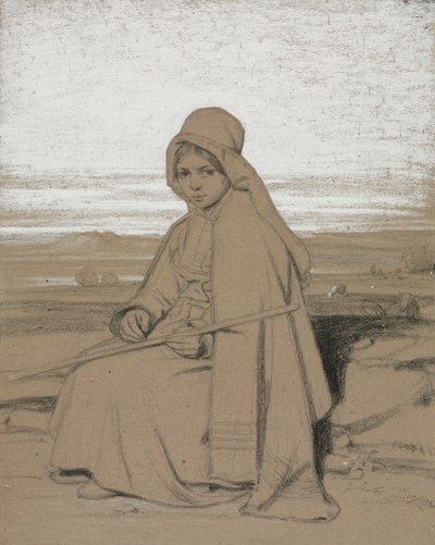 Una pastorella seduta da Jules Dupré