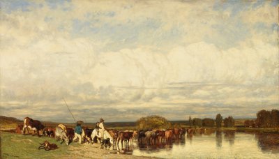 Mucche che attraversano un guado, 1836 da Jules Dupré