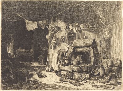 Interno di una fattoria da Jules Dupré
