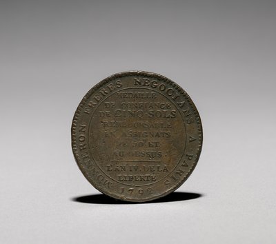 Medaglia: Cinque Sols emessi dai Fratelli Monneron, Parigi, 1792 retro da Jules Dupré