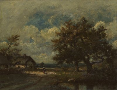 Il cottage lungo la strada, cielo tempestoso, c. 1860 da Jules Dupré