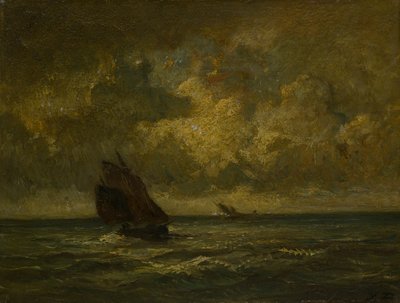 Due barche in una tempesta da Jules Dupré