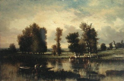 Barca sul bordo del fiume da Jules Dupré