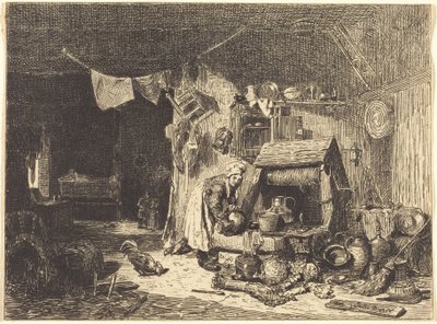 Interno di una fattoria da Jules Dupré