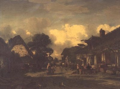 La strada davanti alla locanda da Jules Dupré