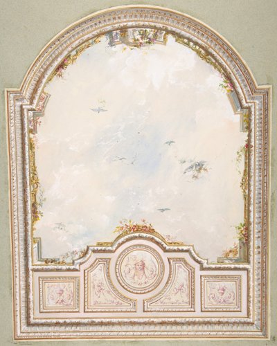 Progetto per un soffitto con un cielo trompe l