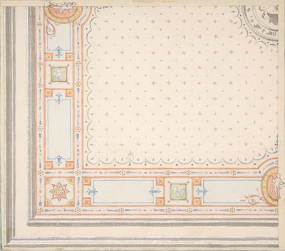 Progetto per un soffitto (recto), misure con codice di design (verso), seconda metà del XIX secolo. Creatori: Jules-Edmond-Charles Lachaise, Eugène-Pierre Gourdet da Jules Edmond Charles Lachaise and Eugène Pierre Gourdet