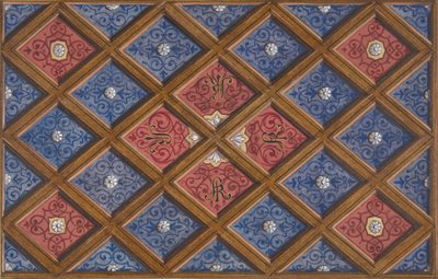 Progetto per un soffitto a cassettoni con iniziali dipinte: SRI, 1840-97 da Jules Edmond Charles Lachaise and Eugène Pierre Gourdet