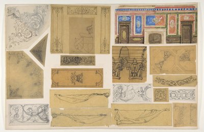 Diciannove disegni per la decorazione dipinta di interni, 1830-97 da Jules Edmond Charles Lachaise and Eugène Pierre Gourdet