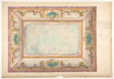 Progetto per un soffitto con balaustra e putti trompe l