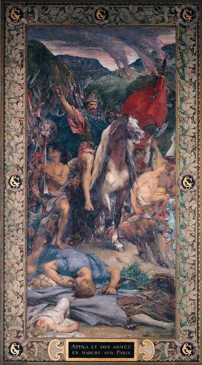 Attila e il suo esercito in marcia verso Parigi da Jules Elie Delaunay