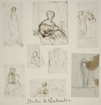 Gruppo di studi di ritratti e composizioni da Jules Elie Delaunay