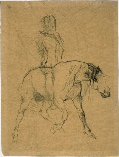 Studio di un cavallo e cavaliere da Jules Elie Delaunay
