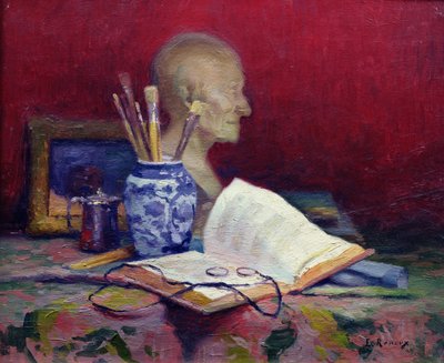 Natura morta con testa di Voltaire da Jules Ernest Renoux