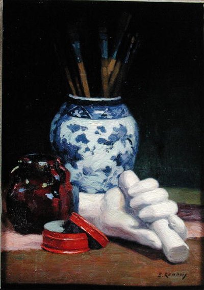 Natura morta con un vaso blu da Jules Ernest Renoux