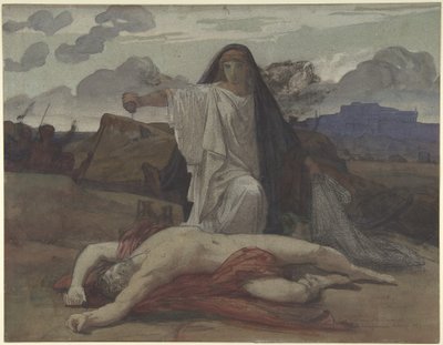 Antigone dà sepoltura simbolica al corpo del fratello Polinice da Jules Eugene Lenepveu
