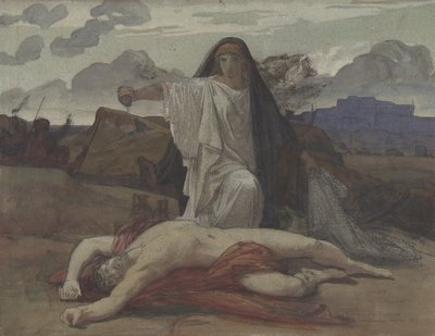 Antigone Dà Sepoltura Simbolica al Corpo di Suo Fratello Polinice da Jules Eugene Lenepveu