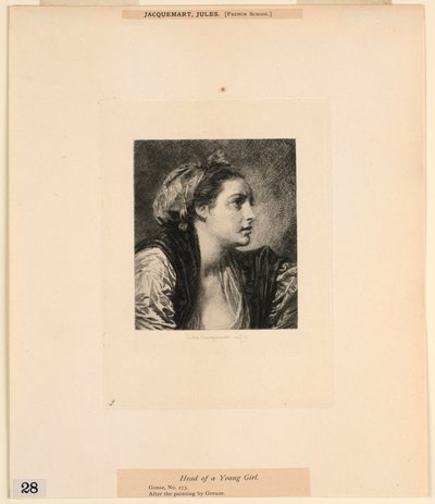 Testa di una giovane ragazza, da "Incisioni di quadri nel Metropolitan Museum, New York" da Jules Ferdinand Jacquemart