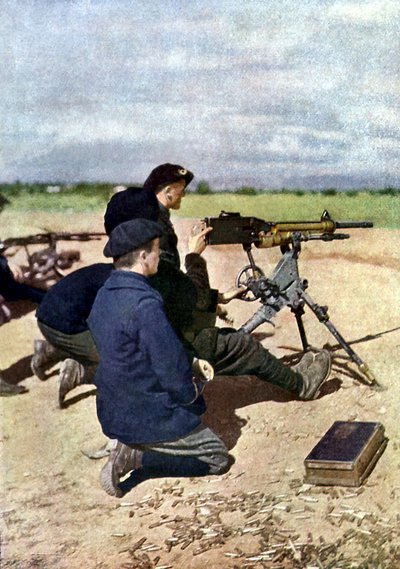 Una posizione francese con mitragliatrici durante la Battaglia della Marna a est di Parigi, settembre 1914 da Jules Gervais Courtellemont