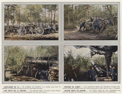 Artiglieria da 75, obice in foresta, un pezzo da 75 riparato, grosso pezzo di marina da Jules Gervais Courtellemont