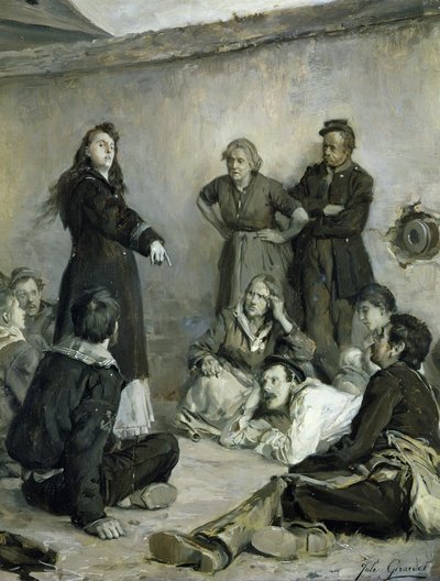 Louise Michel (1830-1905) che parla ai comunardi da Jules Girardet