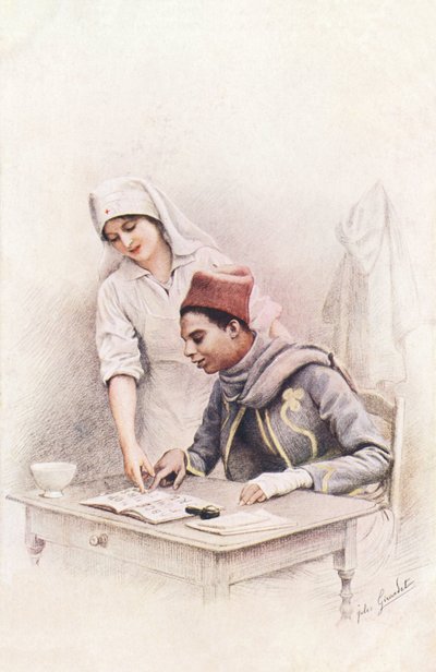 Lezione di lettura. Cartolina de 