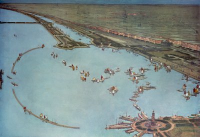 Veduta aerea notturna di Grant Park, Chicago da Jules Guerin