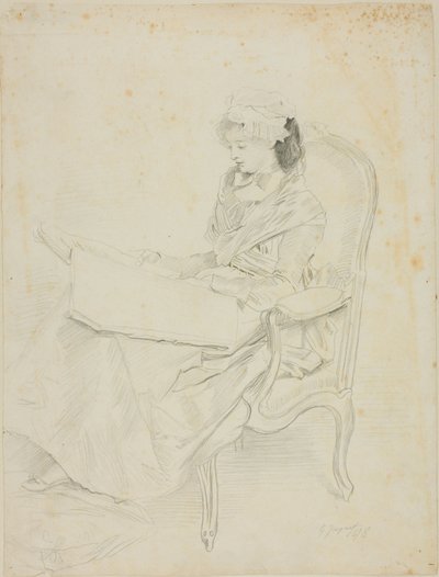 Giovane donna seduta che legge da Jules Jacquet