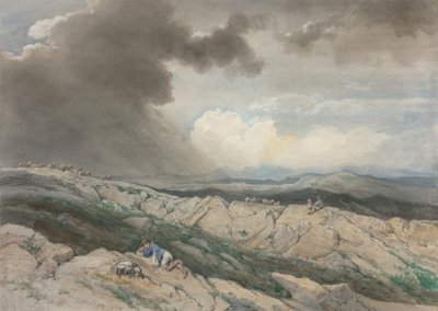 Paesaggio con pastori, 1869 circa (acquerello con guazzo, gesso nero e grafite) da Jules Joseph Augustin Laurens