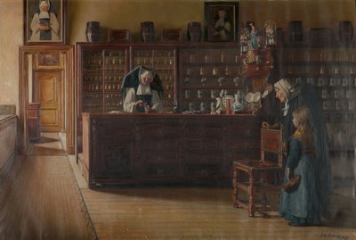 La farmacia del Sint-Janshospitaal di Bruges (olio su tela) da Jules Lambeaux