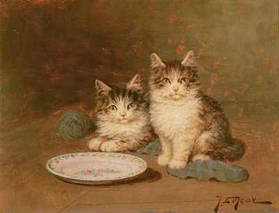 Due gattini con una ciotola vuota da Jules Leroy