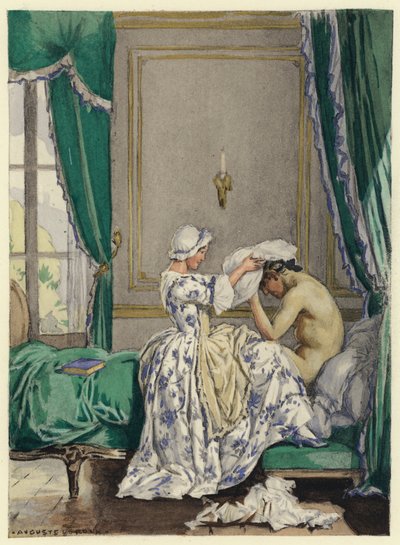 Illustrazione per le memorie di Casanova (litografia a colori) da Jules Marie Auguste Leroux