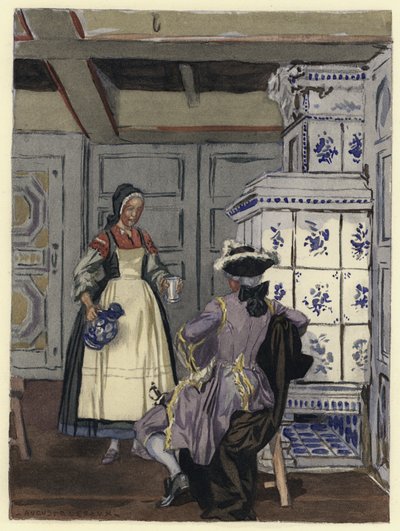 Illustrazione per le memorie di Casanova (litografia a colori) da Jules Marie Auguste Leroux