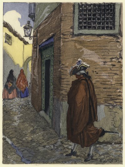 Illustrazione per le memorie di Casanova (litografia a colori) da Jules Marie Auguste Leroux
